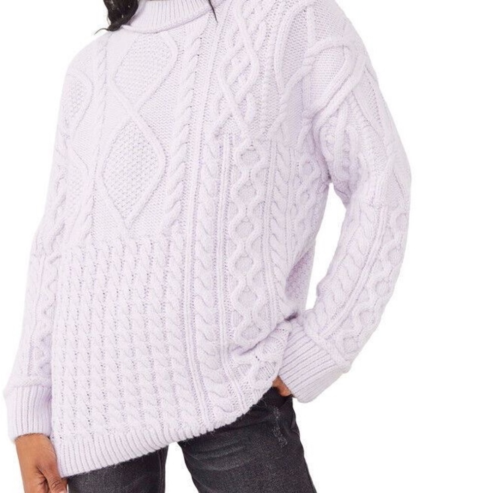 *RARE* free people Leslie cable knit sweater size L - Picture 2 of 6